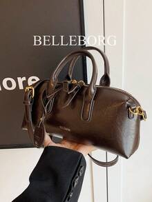 BELLEBORG 優雅百搭復古紋理女款手提包 - 咖啡 - 查看 8