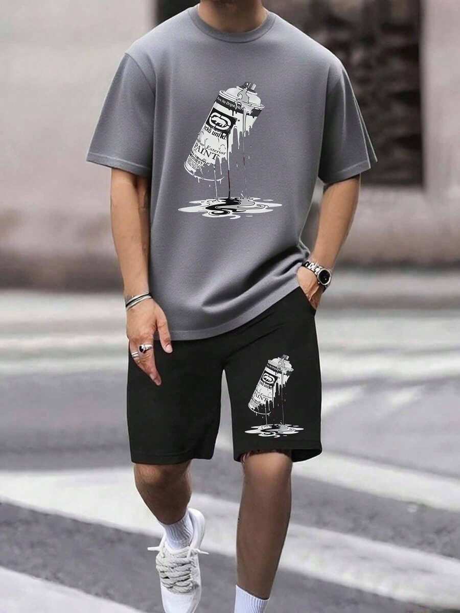 ECKO Men's Casual Streetwear 2 Piece Outfit, Graphic T Shirt And Shorts Set, Summer Athletic Matching Set, Comfortable Breathable Fabric, Sports Tracksuit, Perfect For Daily Wear, Gym Workout, Travel, Beach Vacation - 6G - 查看 1