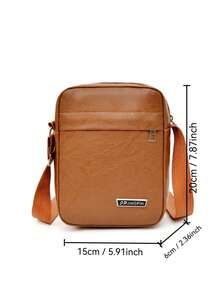 1pc Solid Color PU Fabric Zipper Closure Fashionable Casual Minimalist Backpack, Suitable For Men's Daily Commute, Work, Business Travel - Multicolor - View 2