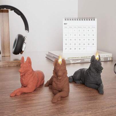 1pc Puppy Pose Large Orange Cat Scented Candle Mold, 3D Cute Dog Shepherd Design, Non-Stick And Easy To Remove Mold, Durable. Suitable For DIY Scented Candles, Handmade Soaps, Plaster Ornaments And Resin Handicrafts. Suitable For Craft Enthusiasts And Home Decoration Creators
