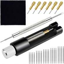 Watch Link Removal Tool, Upgrade Watch Band Tool Kit To Adjust And Remove Bracelet, Pin Remover, Adjust Watches Repair Kit With Pin Punch, 6PCS Extra Replacement, Cleaning Cloth, 20PCS Spring Bars - White - View 1