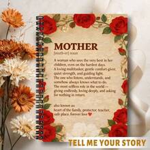 1pc "Tell Me Your Story" Notebook, Mother's Guided Journal To Share Her Life And Love, Rose Floral Design Spiral Notebook Diary, Perfect Birthday Or Mother's Day Gift For Mom - D - View 2