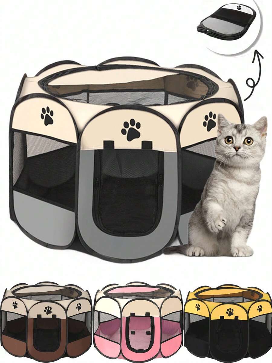 1pc Pet Cat Dog Scratch-Resistant Foldable Fence Tent