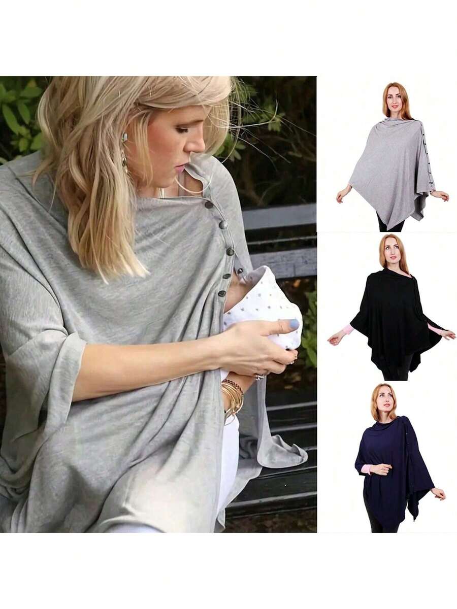 Nursing Cover - Multifunctional - Nursing Blanket - Cloak Style With Buttons - Elastic Stroller Sunshade - Nursing Privacy Scarf - Multicolor - View 1