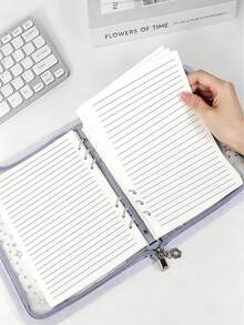 A5 Transparent Laser Starry Sky Loose-Leaf Notebook, Shiny PVC Zipper Pouch, 6-Ring Diary, Card Storage Album - Multicolor - View 5