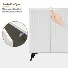 White Sideboard, 160 Cm Wide, Multifunctional Sideboard, Chest Of Drawers, Highboard With Adjustable Shelves, 4 Doors, Metal Legs - White - View 7