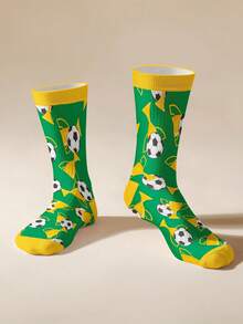 1/2 Đôi tất dài đến bắp chân in hình cúp và quả bóng đá World Cup, màu xanh lá cây Brazil + họa tiết cúp và quả bóng đá phủ khắp bề mặt, chất liệu mềm mại, thoáng khí và co giãn, phong cách dành cho người hâm mộ bóng đá, thoải mái khi xem các trận đấu/thể thao và mặc thường ngày. - màu xanh lá - Xem 6