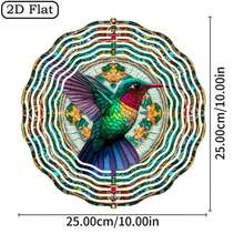 1個蜂鳥與蝴蝶風力旋轉器 - 10英吋金屬動力花園裝飾,360度旋轉3D彩色風效,鐵製吊飾,適用於庭院、室內與室外 - 送給男士與女士的理想禮物 - A - 查看 6