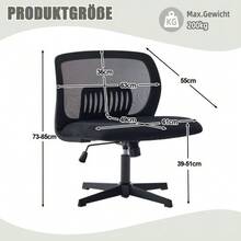 Armless Office Chairs, Reading Chairs With Wide Cushions, Lounge Chairs For Sitting With Crossed Legs, Rocking Function, Height Adjustable, 360° Swivel - Black - View 2