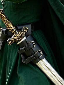 1 Stück mittelalterlicher Wikinger-Stil Renaissance Ritter Schwerthalter, PU-Leder Scheide, Halloween Kostüm Requisite, LARP Party Zubehör, Fotorequisite, Bühnenauftritts-Accessoire - ZSJ - Übersicht 1