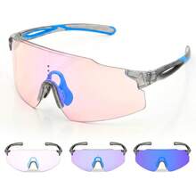 Gafas de Montar polarizadas sin marco, Gafas de sol deportivas fotocrómicas para hombres y mujeres, Lentes de protección UV400 para conducir bicicletas de pesca - C2 Negro brillante - Ver 12