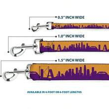DL-W31286-N Narrow 0.5 Los Angeles Solid Skyline Gold/Purple Dog Leash, 4' - 4 Feet Long - 1/2" Wide - View 3