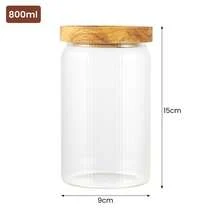 3 Pack Kitchen Canisters Set  Ribbed Glass Storage Jars With Airtight Wooden Lids Clear Food Storage Containers For Coffee Sugar Tea Pasta Candy Snacks Pantry Organization Countertop Decor - View 3