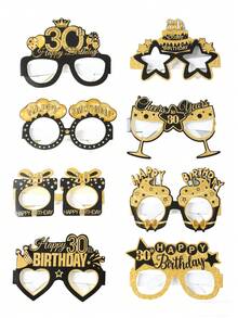 8个黑色金色30岁生日派对纸杯，30岁生日派对拍照道具，30岁生日派对装饰，黑色金色生日派对用品，拍照道具，生日快乐派对礼品，30岁生日装饰，家居装饰，房间装饰，生日派对配件，生日礼物，派对礼品 - 30th - 查看 3