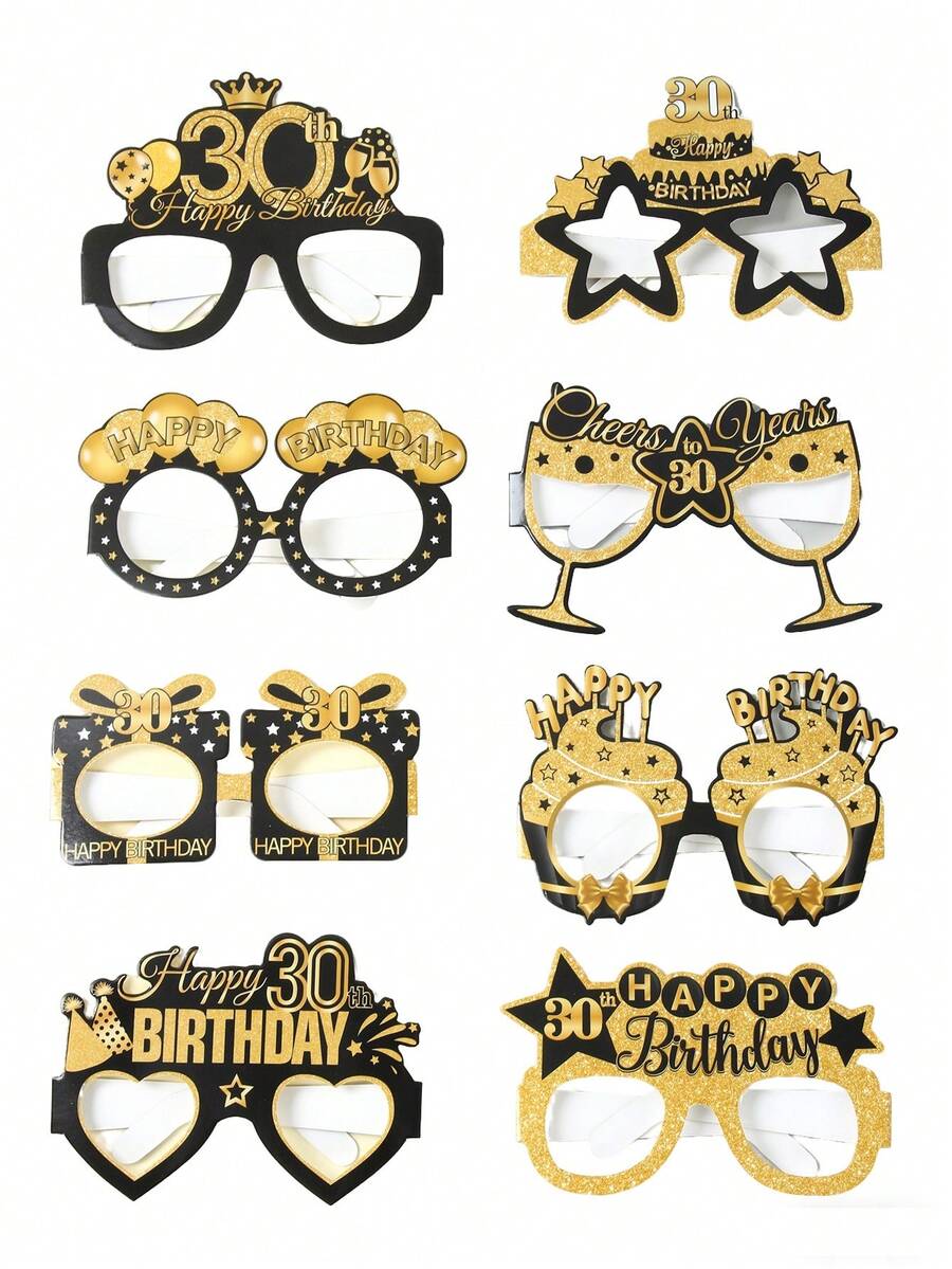 8入黑金 30 歲生日派對紙製眼鏡,30 歲生日派對拍照道具眼鏡,30 歲生日派對裝飾,黑金生日派對用品,拍照亭道具,30 歲生日派對禮物,居家裝飾房間裝飾,生日派對配件,生日禮物,派對小禮物 - 30th - 查看 1