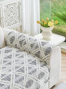 1 tấm bọc ghế sofa bằng vải nhung Chenille và lông chồn, chống trượt, thân thiện với thú cưng. - màu đen - Xem 5