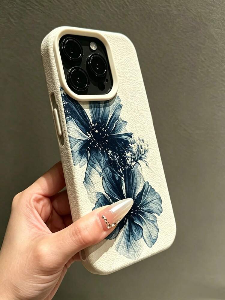 1件時尚中式水墨深藍詩意圖案手機殼，防滑防摔，適用於iPhone17/17Pro/17ProMax/16/16Pro/16ProMax/15/15Pro/15ProMax/14/13/12/11，防污，時尚 - 米色 - 查看 4