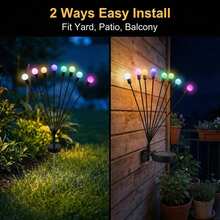 2 Pack Solar Firefly Pathway Lights, Swaying LED Outdoor Garden Lights, IP65 Waterproof, Auto On/Off, Solar Powered Yard Lights For Lawn, Patio, Garden Decor - Đèn đom đóm năng lượng mặt trời 2 mảnh - Ánh sáng nhiều màu sắc - Xem 4