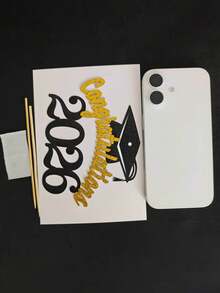 1pc 2026 Graduation Cap And Diploma Cake Topper, Available In Black, Gold And Pink, Suitable For 2026 Graduation Ceremony Theme Party Cake Decoration - Black Gold - View 4
