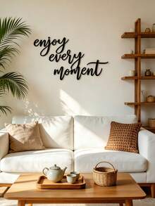 Suitable For All Seasons Gift: "Enjoy Every Moment" Metal Wall Hanging Decor, Happy Phrase Travel Themed Wall Art Suitable For Bedroom, Living Room, Kitchen, Bathroom, Black. Carved Metal Wall Art - Perfect Choice For Home And Office Decor, Ideal Room Decoration - Black - View 1