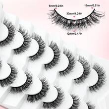 7 Pairs Cat Eye Lashes, Fluffy 3D Faux Mink Eyelashes, Natural & Soft, Reusable, Ideal For Beginners, Perfect For Daily Wear And Party, Looks Like Mink Lashes - Reusable, Natural Look, Strip Lashes, Eyelashes, False Eyelashes - Black - View 4