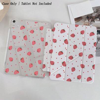 1pc Cute Strawberry Print Tablet Case For Ipad 11/A16/10th/Air4/5/6/Pro 12.9/2024/2025/2020/2021/2022/2023/10.2/10.9/Mini7, Case For Galaxy Tab A8/A9 Plus/S6 Lite/S7/S9FE PLUS/S10 Plus,Case For Xiaomi 5/5pro/6/6pro/7/7pro/6s Pro,Compatible With Oppo Pad,Compatible With Huawei Matepad,Compatible With Honor Pad