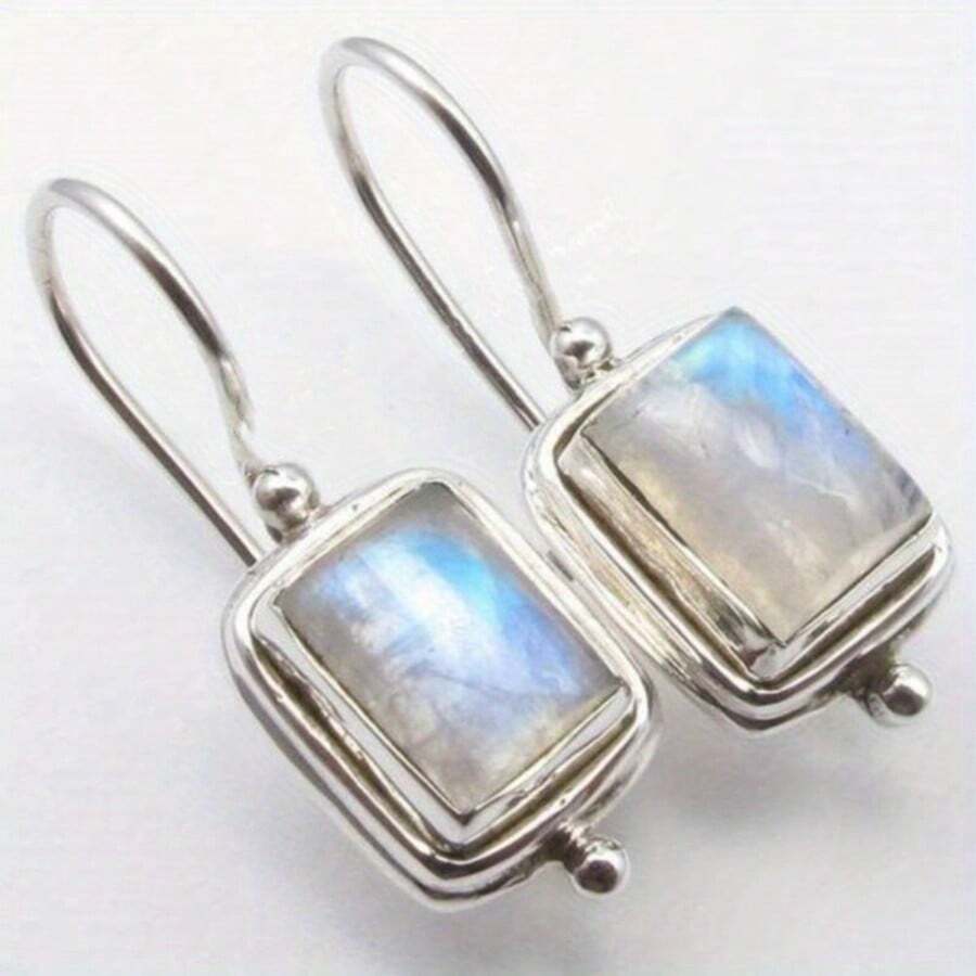 1 Pair Elegant Sophisticated Square Pendant Earrings, Suitable For Women's Daily Wear, Also An Ideal Surprise And Perfect Gift For Families And Women On Vacation And Banquets - Silver - View 1