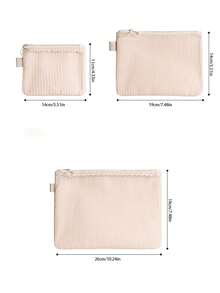 1Pc/Set Mesh Makeup Bag Set Multifunctional Women's Double-Layer Storage Bag Portable Travel Cosmetics Storage Bag Inner Bag Skincare Bag Toiletries Bag To Storage Skincare,Lipstick,Charger,Earphone,Lipstick,Change,Coin,Etc,Gift For Friends,Teachers - Apricot - View 12