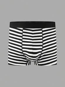 Norcotton 2 piezas/paquete Calzoncillos tipo bóxer a rayas para hombres de talla grande, de algodón, cintura media, ajuste delgado, con cintura elástica de color contrastante, calzoncillos transpirables - Multicolor - Ver 2