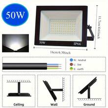 Holofote à Prova de Poeira IP66, Refletor LED para Uso Externo, Material de Liga de Alumínio, Branco Frio/Branco Quente 30W 50W 100W, 3000K 6000K; Adequado para Quintal, Entrada de Veículos, Garagem, Corredor, Jardim, Canteiro de Obras - Preto - Visão 12