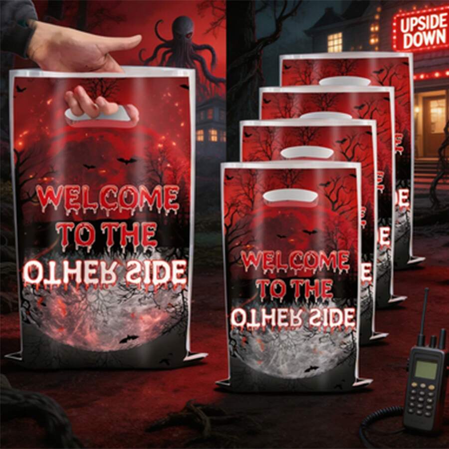 10 Stück coole Geschenktüten, Geburtstags-Party Zubehör, Hawkins Town thematische Tragetaschen, Fan-Sammlerstücke Geschenk-Verpackung Aufbewahrungstaschen - Verschiedenfarbig - Übersicht 1