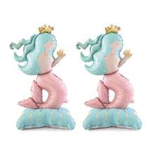 120cm Standing Matte Base Mermaid Aluminum Foil Balloon, Ocean Theme Party Decoration For Children's Birthday - Multicolor - View 4