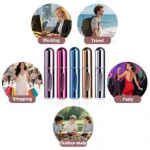 Mini Refillable Perfume Portable Atomizer Bottle 5PCS Travel Size Spray Refillable Refill Bottle 5 Ml With Travel And Outgoing Bag - 銀色 粉紅色 紅色 紫色 金色 - 查看 7