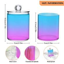 Dispensador de boticario Qtip color y morado y rosa tarro de plástico de 10 onzas para bastoncillos de algodón redondos 4 unidades - Degradado Azul Prpura - Ver 3