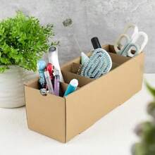 5 Pack Cardboard Parts Bins Boxes Kraft Cardboard Storage Bins With Dividers For Inventory Organization Parts Garage Warehouse Or Home Cubby - Brown - View 6
