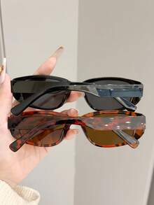 AINII 2pcs European And American Retro Style Square Frame Fashionable Glasses, Casual And Versatile, Suitable For Street Photography, Hiking, Fishing - Multicolor - View 3