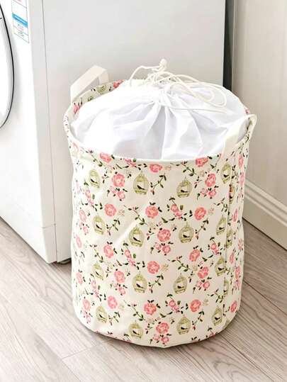 Portable Closet Organizer Elegant Pattern Household Storage Basket Washable Fabric Bathroom Storage Collapsible Storage Hamper Spacious Capacity Durable Foldable Design Flower Print Clothes Storage Basket Laundry Basket Washing Basket Laundry Bag Bathroom Organizer Home Storage Solution Decorative Fabric Basket Multipurpose Laundry Holder