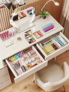 1/5/7/11pcs Acrylic Drawer Organizer Set, 4 Sizes Desktop Drawer Divider Boxes, Multi-Functional Transparent Makeup Storage Containers For Skincare, Stationery, Accessories, Suitable For Bathroom, Kitchen, Office, Bedroom, Holiday & Christmas Gift - A - View 4