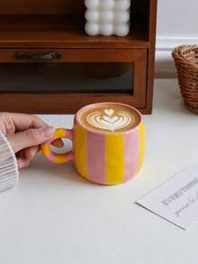 1pc 210ml Striped Ceramic Mug, Hand-Painted Polka Dot Coffee Cup; Elegant And Fashionable; Suitable For Home Decor And Tableware; Suitable For Serving Cold Drinks At Parties; Suitable As A Drinking Cup For Living Room Or Bedroom; Exquisite Gift - Multicolor - View 14
