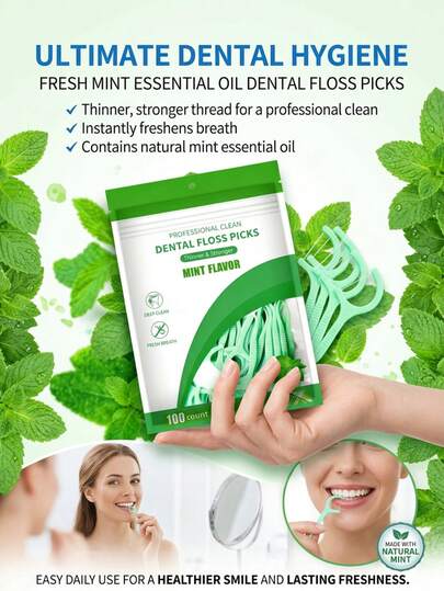 Cure-dents à fil dentaire, bâtonnets à fil dentaire jetables, nettoyeur de dents, outil de nettoyage des dents à la menthe ciré, brosse interdentaire détartreuse pour les appareils dentaires et les gencives sensibles, kit d'hygiène buccale facile à utiliser pour la maison, les voyages et l'utilisation quotidienne, soins dentaires pour une haleine fraîche