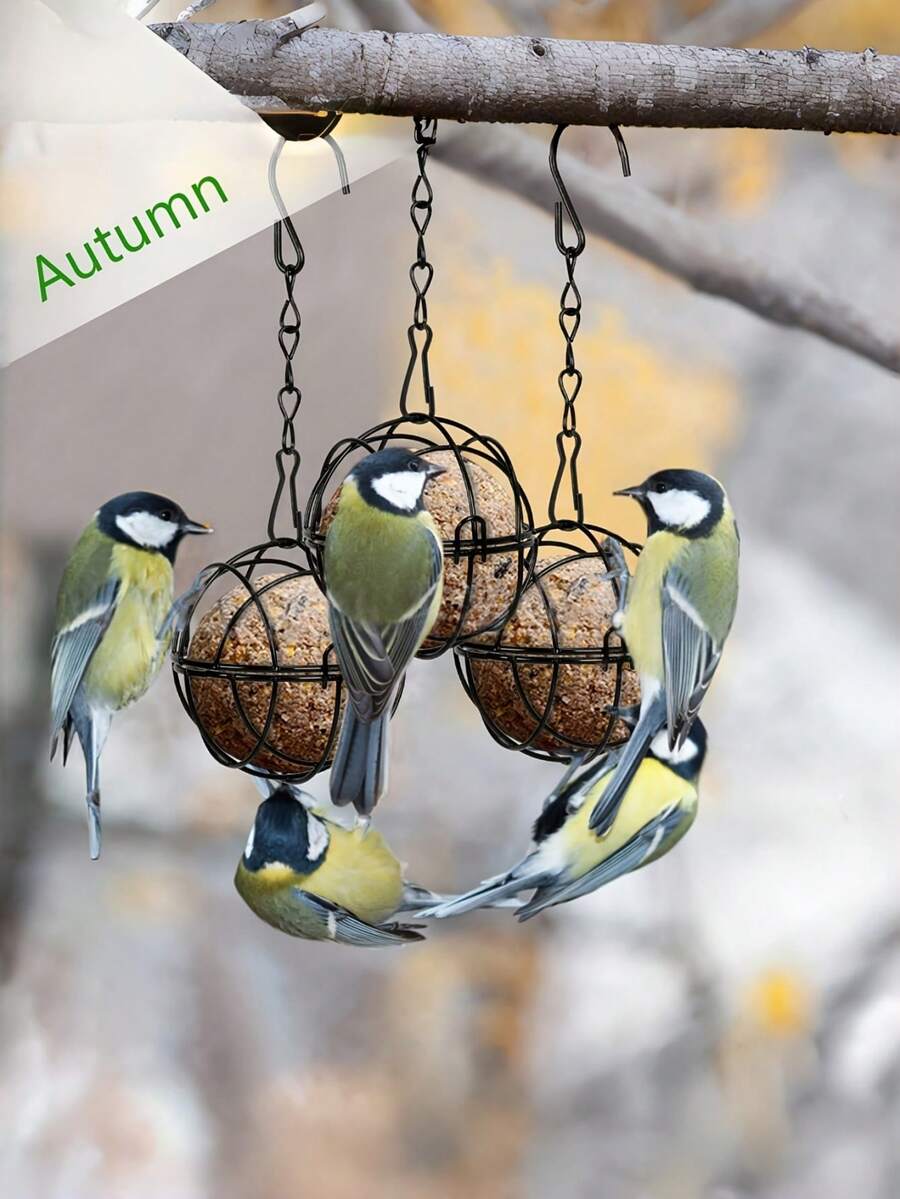 1pc/2pcs/4pcs Spherical Bird Feeder, Metal Bird Hanging Rack, Outdoor Hanging Bird Feeder Ball, Wild Bird Feeder, Anti-Squirrel Spherical Iron Bird & Poultry Feeder, Suitable For Garden, Patio, Homestay - Multicolor - View 1