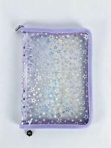 A5 Transparent Laser Starry Sky Loose-Leaf Notebook, Shiny PVC Zipper Pouch, 6-Ring Diary, Card Storage Album - Multicolor - View 12