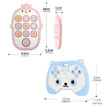 2pcs/Set Cartoon Penguin Squeeze Stress Relief Teether & Bear Gamepad Teether, Educational Sensory Chewing Toys For 6-12 Months Babies - 彩色 - 查看 3