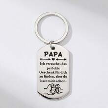 1pc New Stainless Steel Military Tag "PAPA" Keychain, Father's Day Gift, Holiday Gift, Metal Keyring Pendant - Multicolor - View 6
