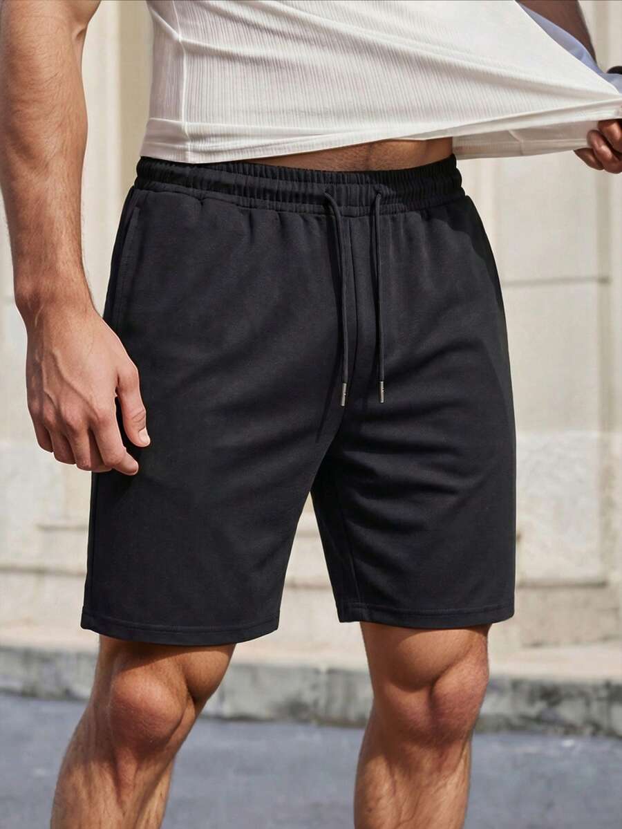 夏季男士跑步短褲,健身訓練運動短褲,慢跑戶外,適合夏季穿著 - 黑色 - 查看 1