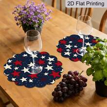 2/4/6pcs Minimalist Placemats, Designed With Red, White And Blue Star Patterns, Suitable For Independence Day Themed Dining. Each Placemat Size: 13.8inch*35cm, Ideal For Family Dinners And Memorial Day Events. - Multicolor - View 5