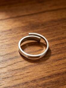 MONALLY 18 Karat vergoldete Edelstahl offene verstellbare Mode minimalistische stapelbare Ringe, hypoallergen zarte kleine Ausführung für den täglichen Gebrauch - Silber - Übersicht 7