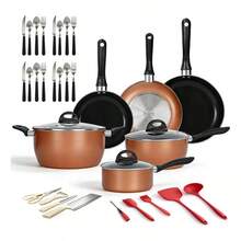 Juego Batería de Cocina 34 Piezas, Aluminio Resistente con Recubrimiento Antiadherente - Ver 11