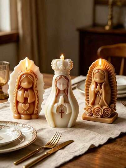2pcs Virgin Mary Mold, Suitable For Resin DIY Handcraft, Gypsum And Candle Making - Non-Stick Mold, High Precision Virgin Mary Statue, Religious Home Decor, Blessing Accessories, Resin Hobby Demold Kit