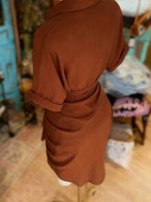 Women's Halter Deep V Neck Ruched Slit Maxi Dress, Elegant Brown Formal Evening Gown, Sleeveless Bodycon Party Cocktail Dress - Brown - View 5